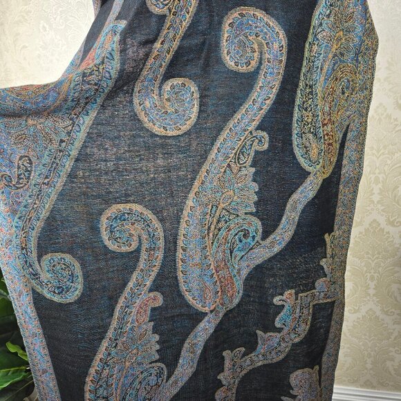 Capelli New York Colorful Paisley Pashmina Metallic Thread Fringed Ends NWT - Picture 9 of 13